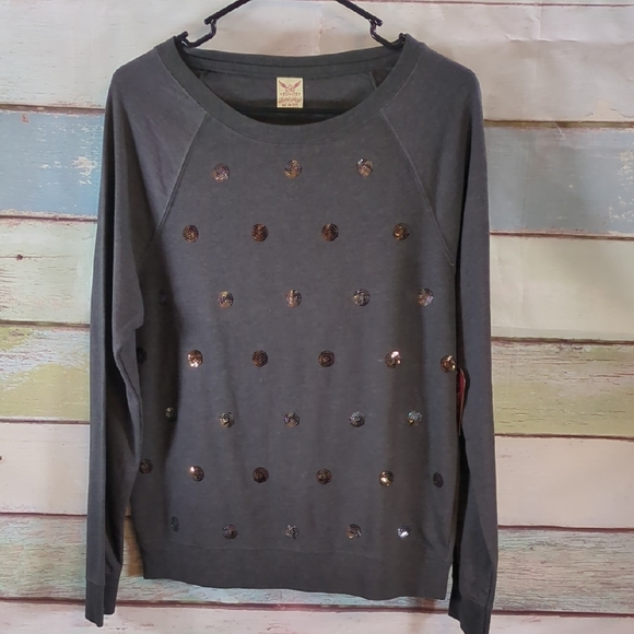 NWT Faded Glory Charcoal Knit Sweatshirt - Picture 1 of 7